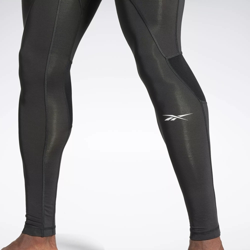 REEBOK Men's Play Warm Leggings Size XL Grey /Orange #4819