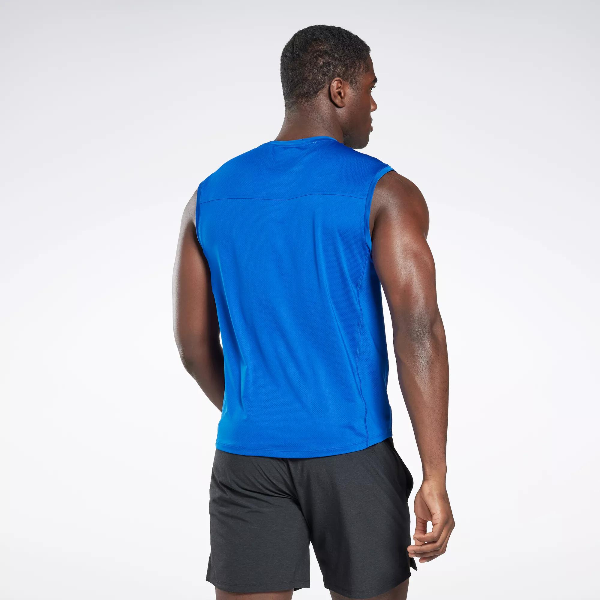Reebok LES MILLS ACTIVCHILL Tank Top Workout Sleeveless Mens Gym Shirt Blue