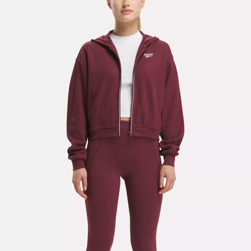 Burgundy zip hoodie discount women's