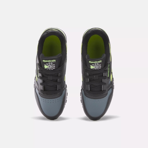 Classic Leather Step N Flash Shoes Preschool Black Grey 5 Digital Lime Reebok
