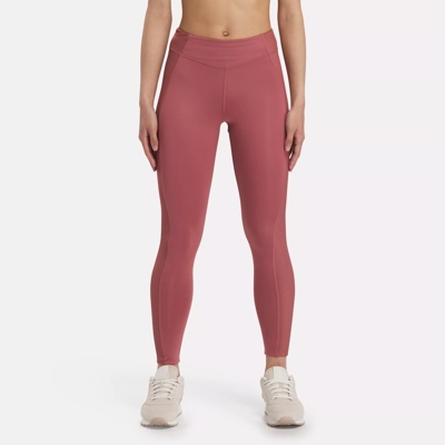 Reebok Yoga Studio ribbed detail high waisted leggings in pink