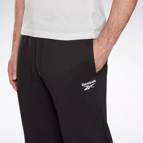  Reebok Men's Standard Open Hem Pants, Black/Black  Drawstring/Small Logo White : Clothing, Shoes & Jewelry