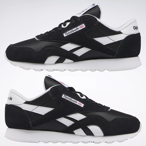 Reebok Classic Leather Nylon Black White Women s Shoes Size 8