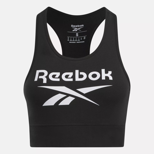 Reebok Identity Sports Bra in Medium Grey Heather / White