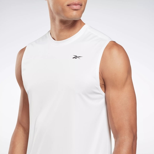 Reebok Running Men Polyester Sleeveless T Shirt (S, White) in