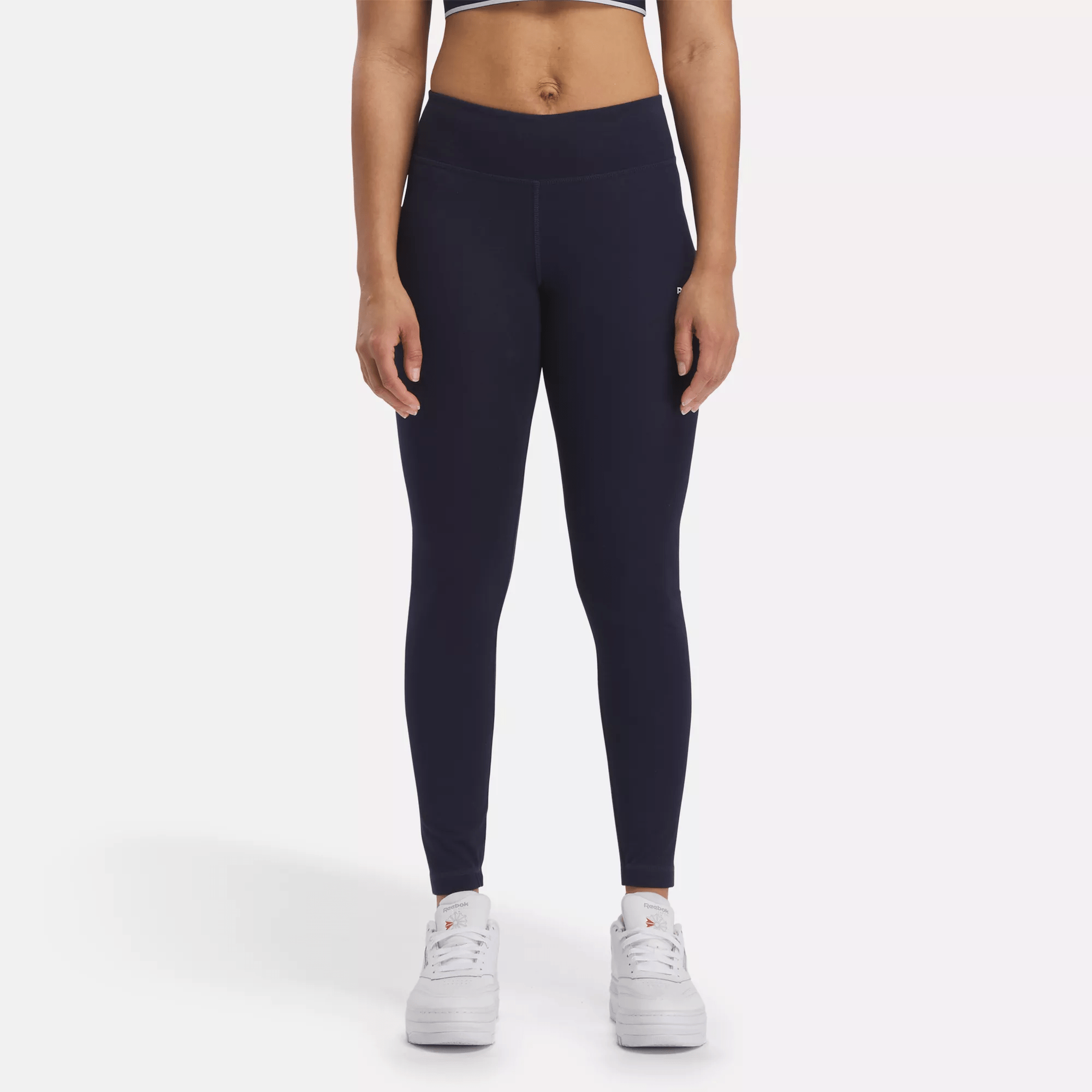 Reebok Identity Small Logo Cotton Leggings In Blue