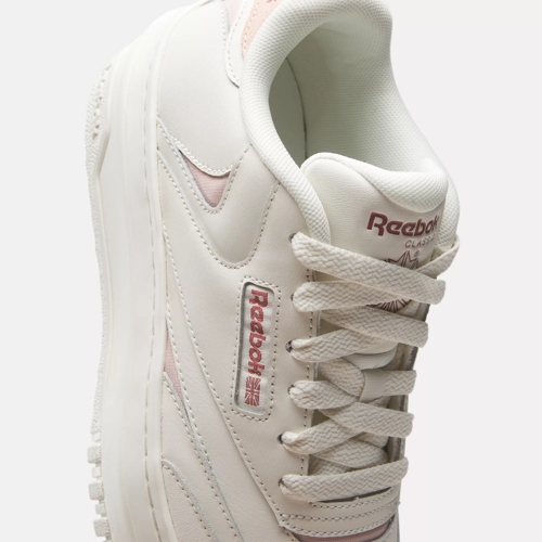 Reebok Club C Double sneakers in chalk with pink detail