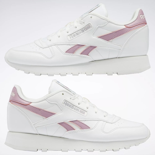 reebok baskets classiques en cuir textur谷 lilas