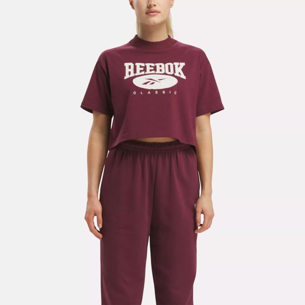 Classics Archive Essentials Big Reebok | Logo Classic Crop Maroon T-Shirt 