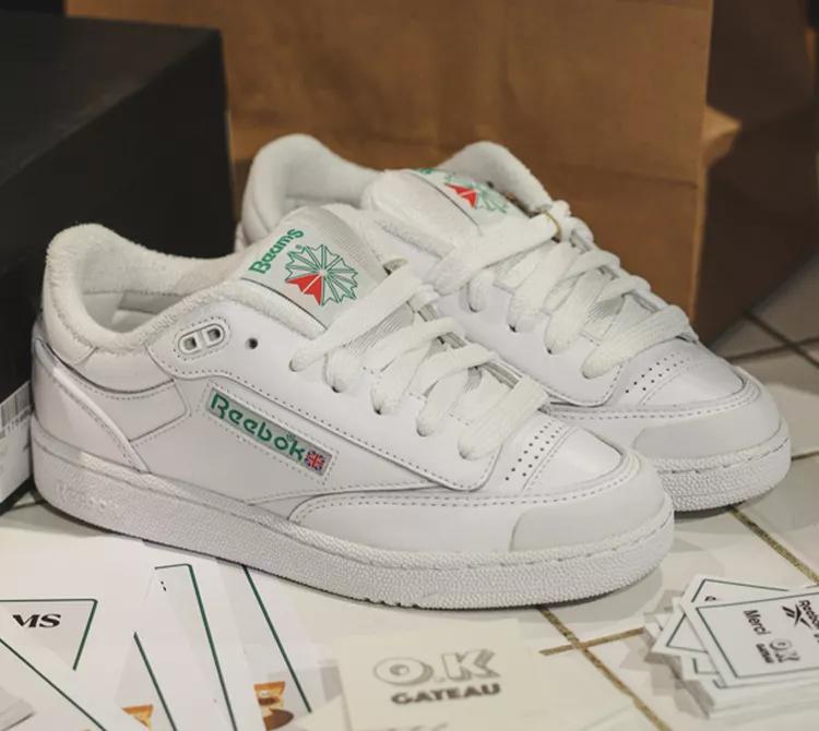 BEAMS Club C Bulc Shoes - White / Glen Green / White