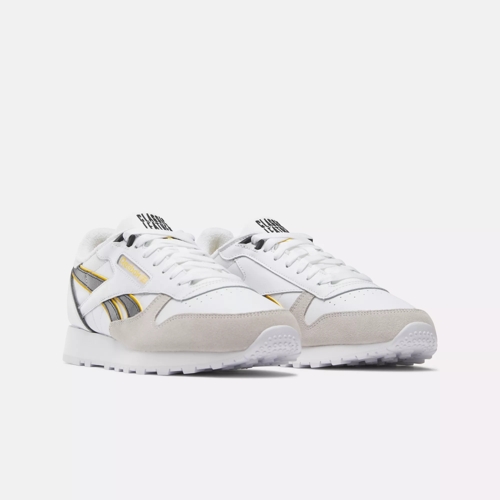 Classic Leather Shoes White Black Always Yellow Reebok