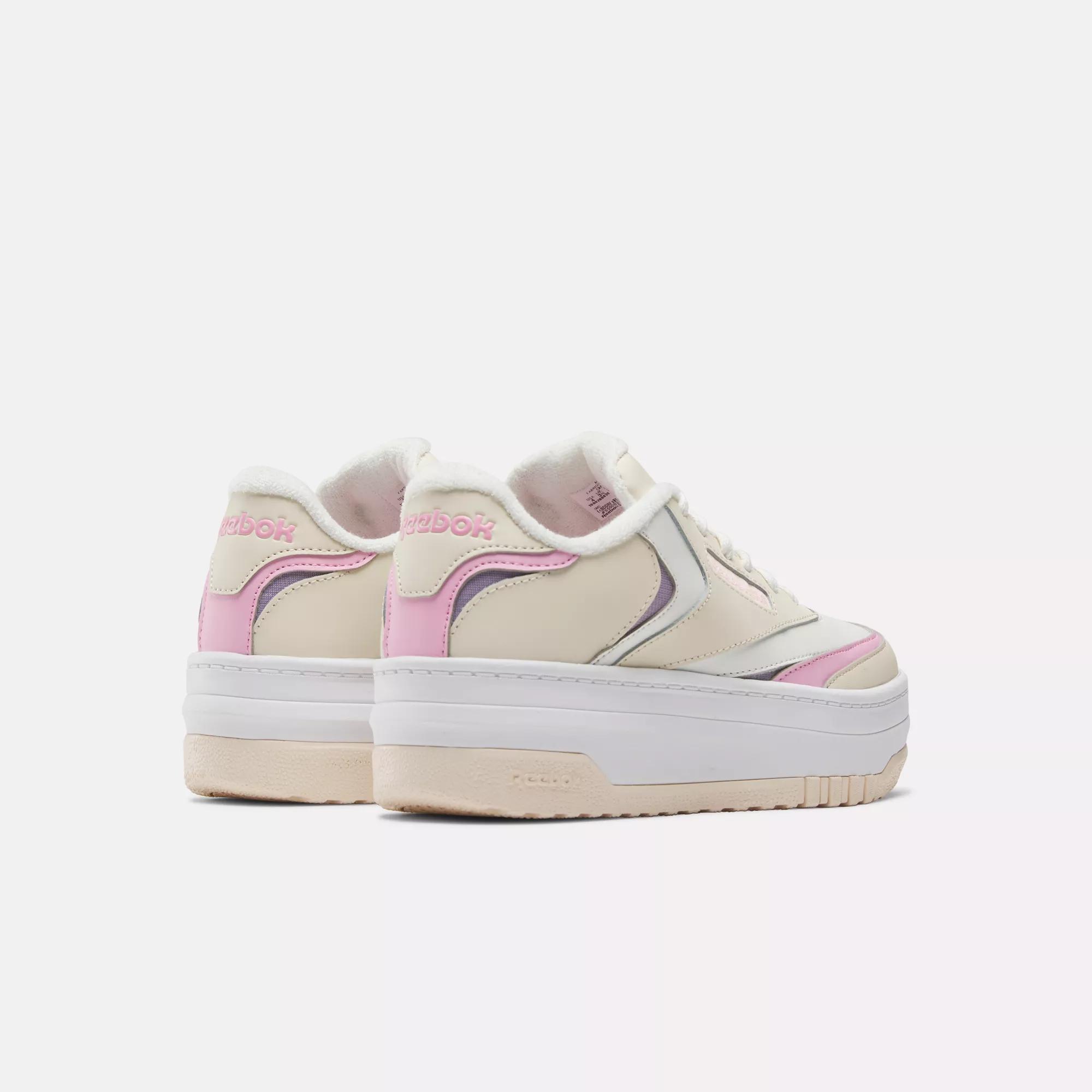 Reebok Girls Club C Extra Girls Grade School Basketball Shoes Tapioca Astro Rose Dusk Purple Size 6.0