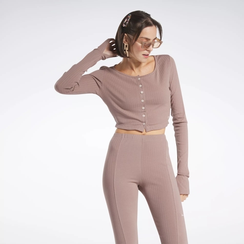 Women's Luxe Ribbed Long Sleeve Top and Pants Set