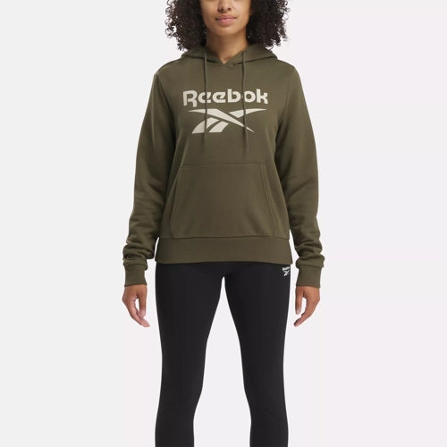 Reebok, Tops, Reebok Womens Sweatshirt Hoodie Size Large Fleece Athletic  Black White Logo Nwt