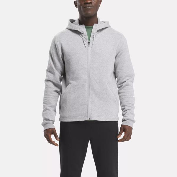 Reebok Identity Fleece Full-Zip Hoodie in DARK GREY HEATHER