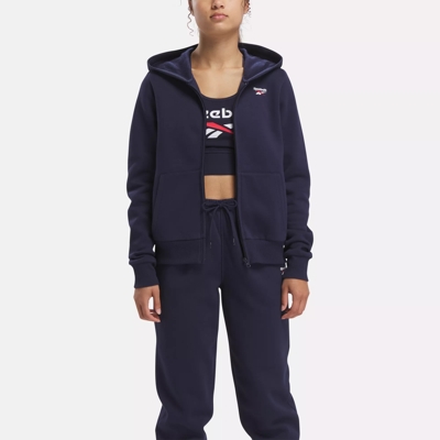 Reebok Identity Small Logo Fleece Zip-Up Hoodie in VECTOR NAVY