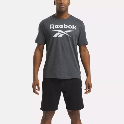 Reebok Identity Big Stacked Logo T Shirt Dark Grey Heather Reebok