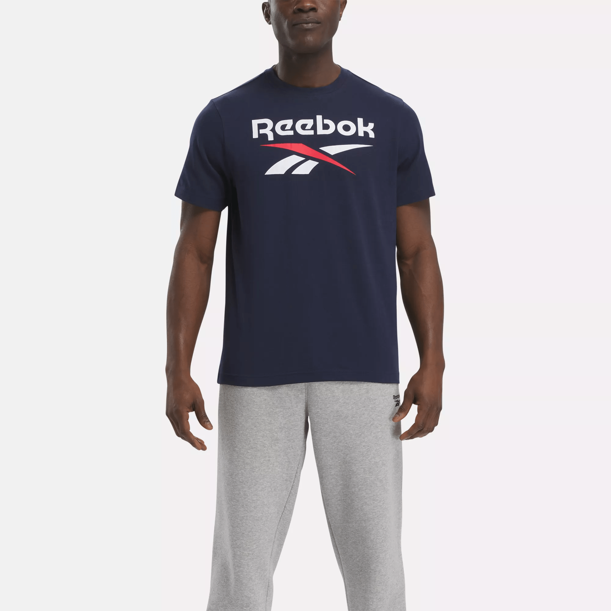 Reebok Identity Big Stacked Logo T-shirt In Blue