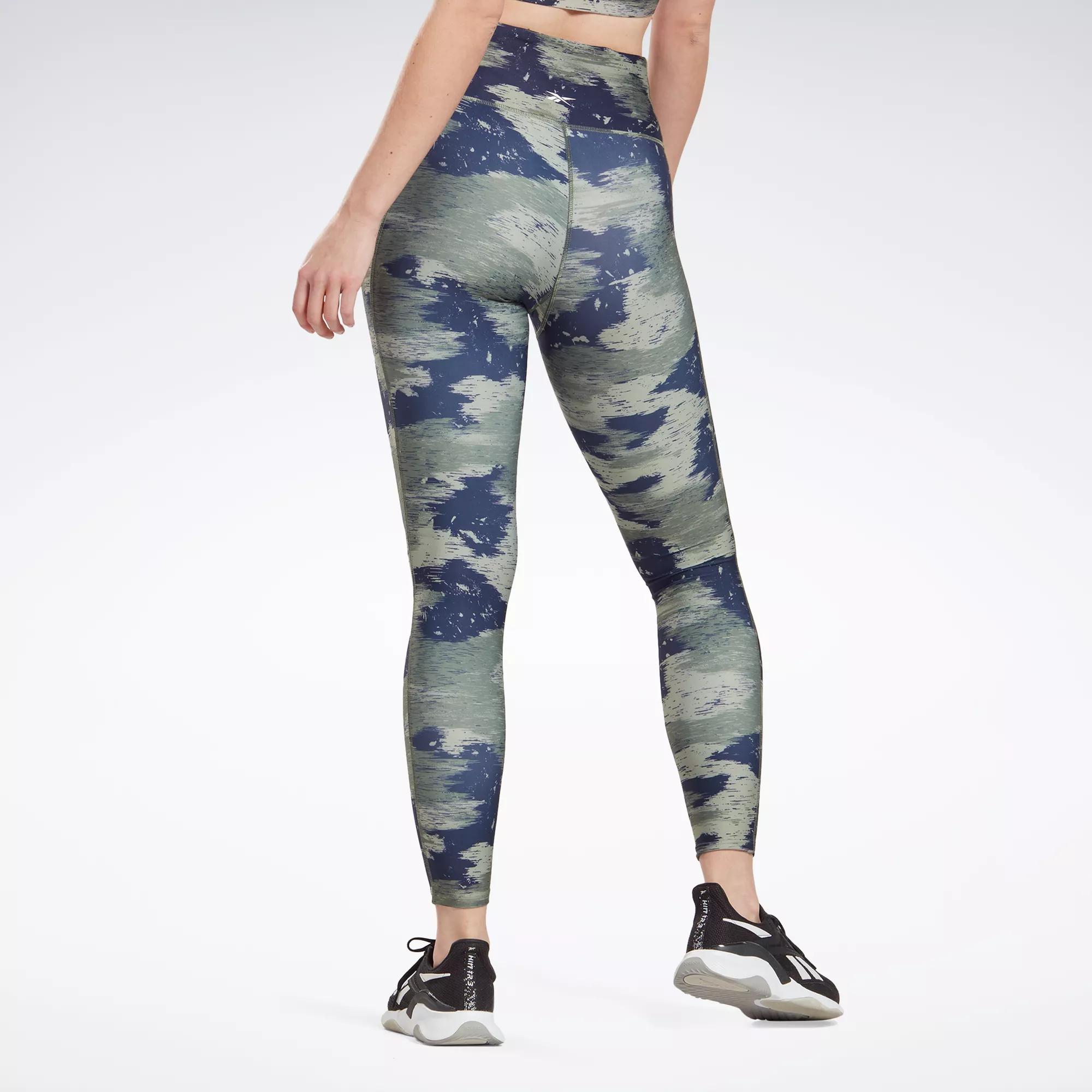 Reebok Women's Camo Leggings Grey Size Small Above Ankle Mid Rise