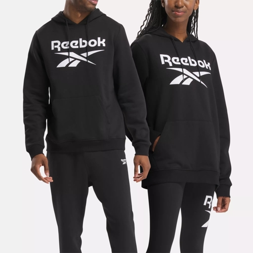 Reebok Identity Fleece Stacked Logo Pullover Hoodie - Black