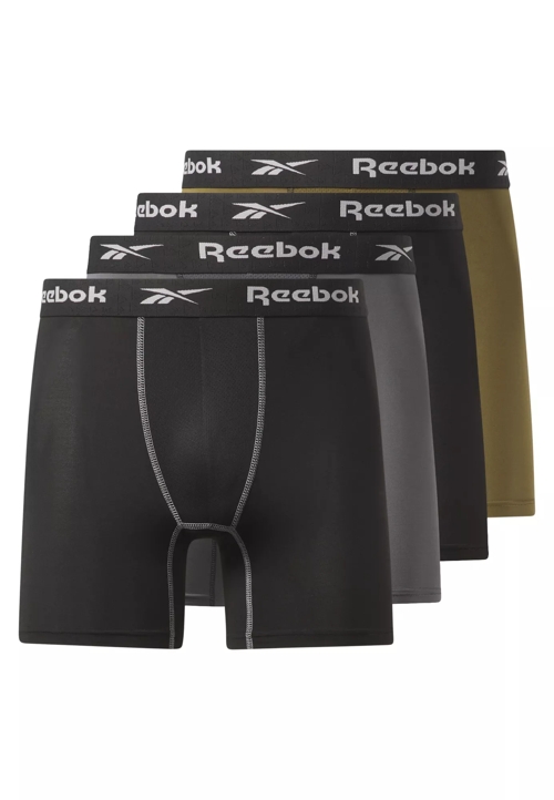 Reebok Men's Speedwick Performance Training Boxer Briefs 4 Pack  (Black/Green/Grey/Navy, XXL)