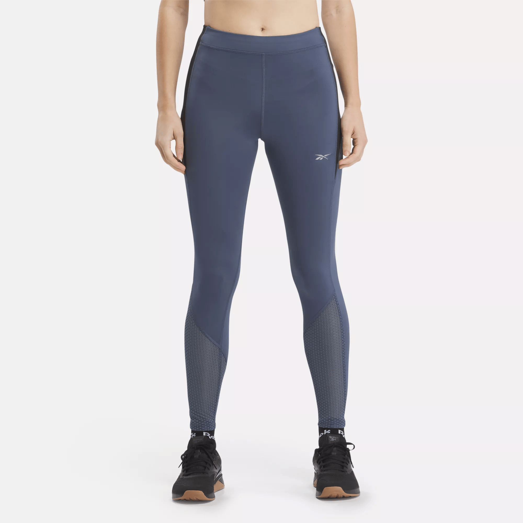 Shop Reebok Women's Running Vector Leggings In East Coast Blue