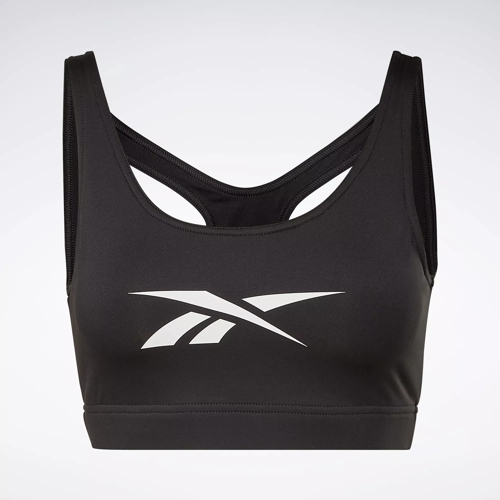 Reebok Training Plus small logo mid-support sports bra in black