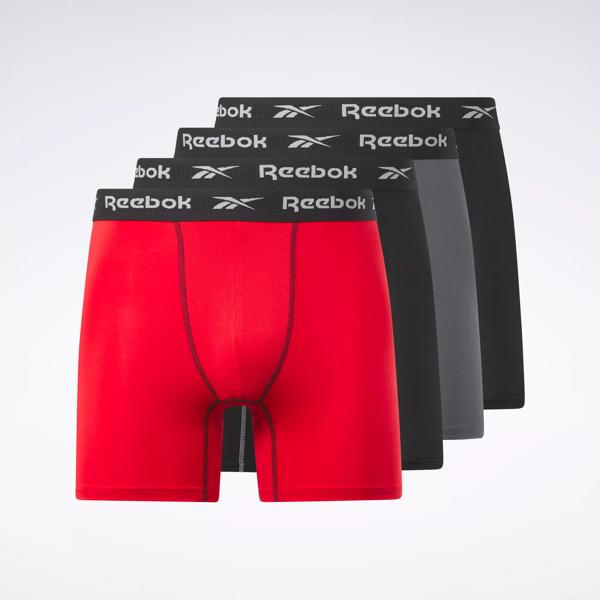 Reebok 4-Pack Performance Boxer Briefs - Black/Red/Black/Pearl