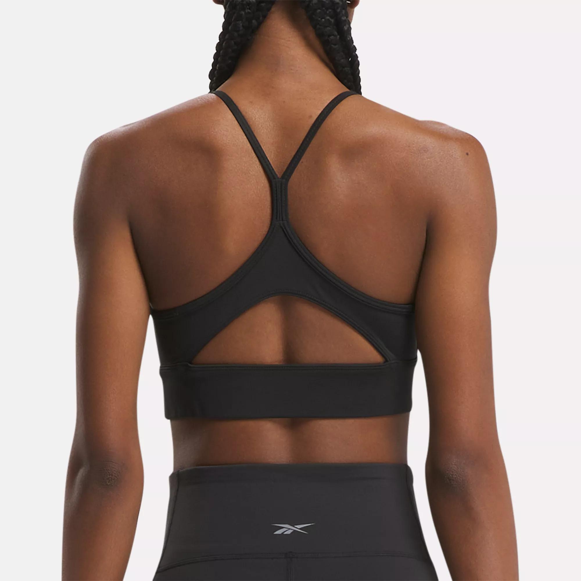 Reebok Training Plus small logo mid-support sports bra in black