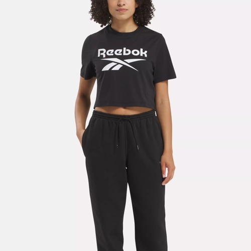 Reebok Identity Big Logo Crop T Shirt Black Reebok