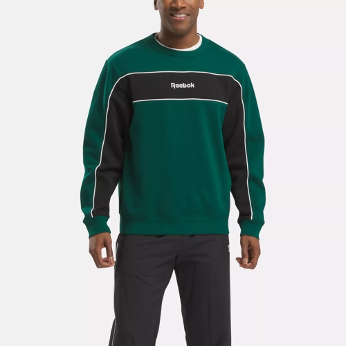 Striped Crewneck Sweatshirt Collegiate Green Reebok