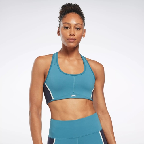 Reebok Women Lux Vector Racer Green Printed Sports Bra (XS)