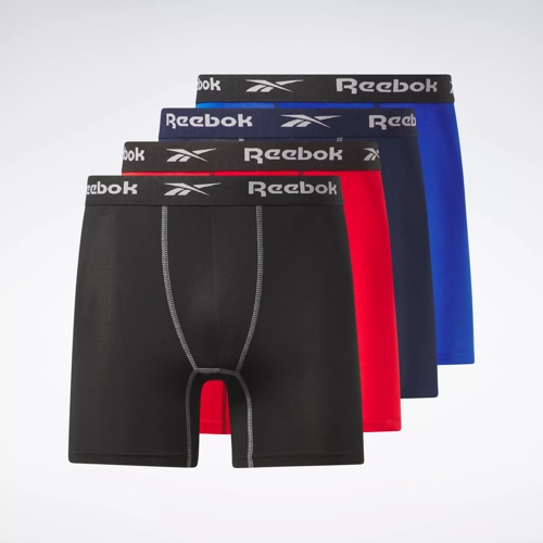 Reebok 4-Pack Performance Boxer Briefs - Black/Red/Navy/Blue