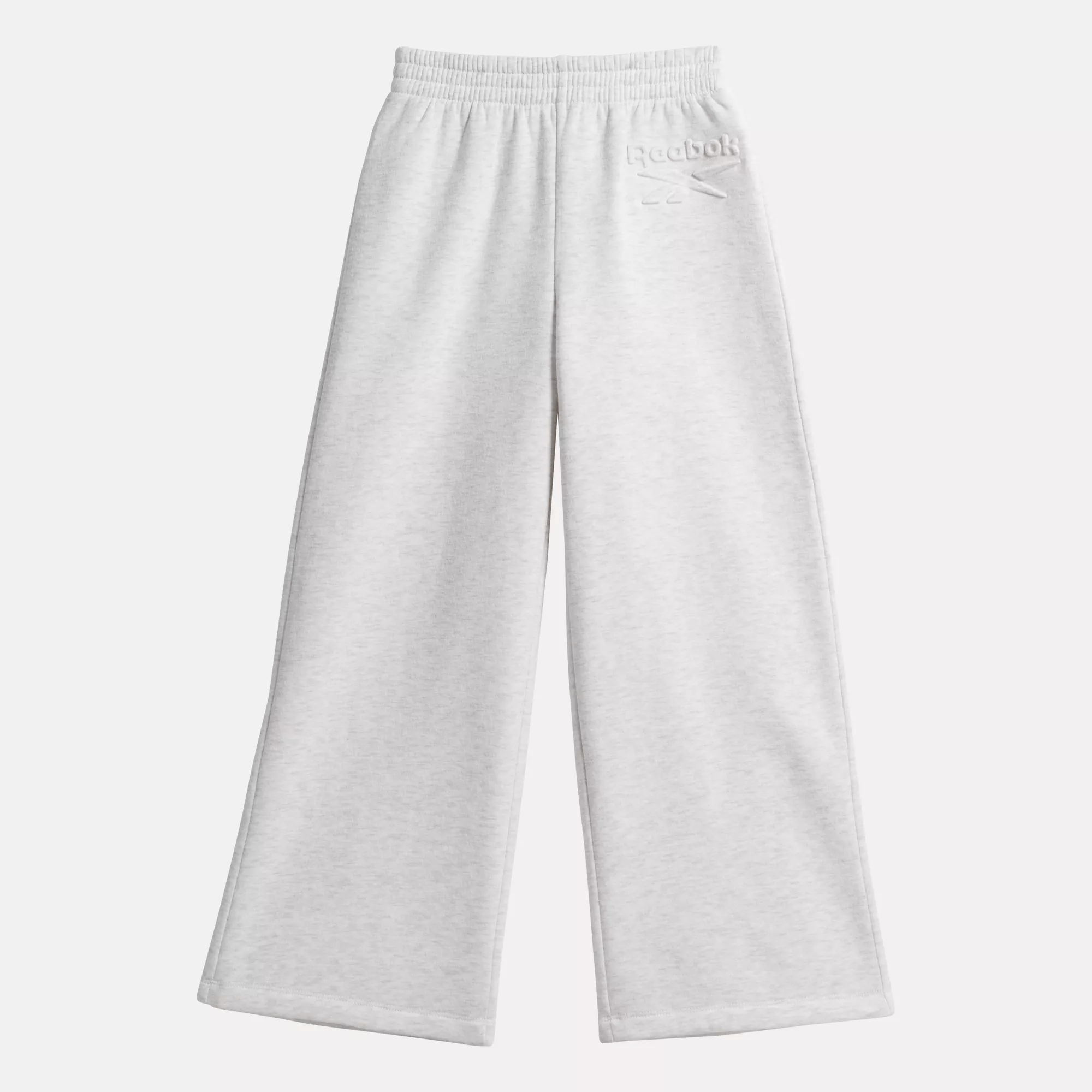 Shop Reebok Kid's  Wide Leg Fleece Pants - Big Kids In Oatmeal Heather